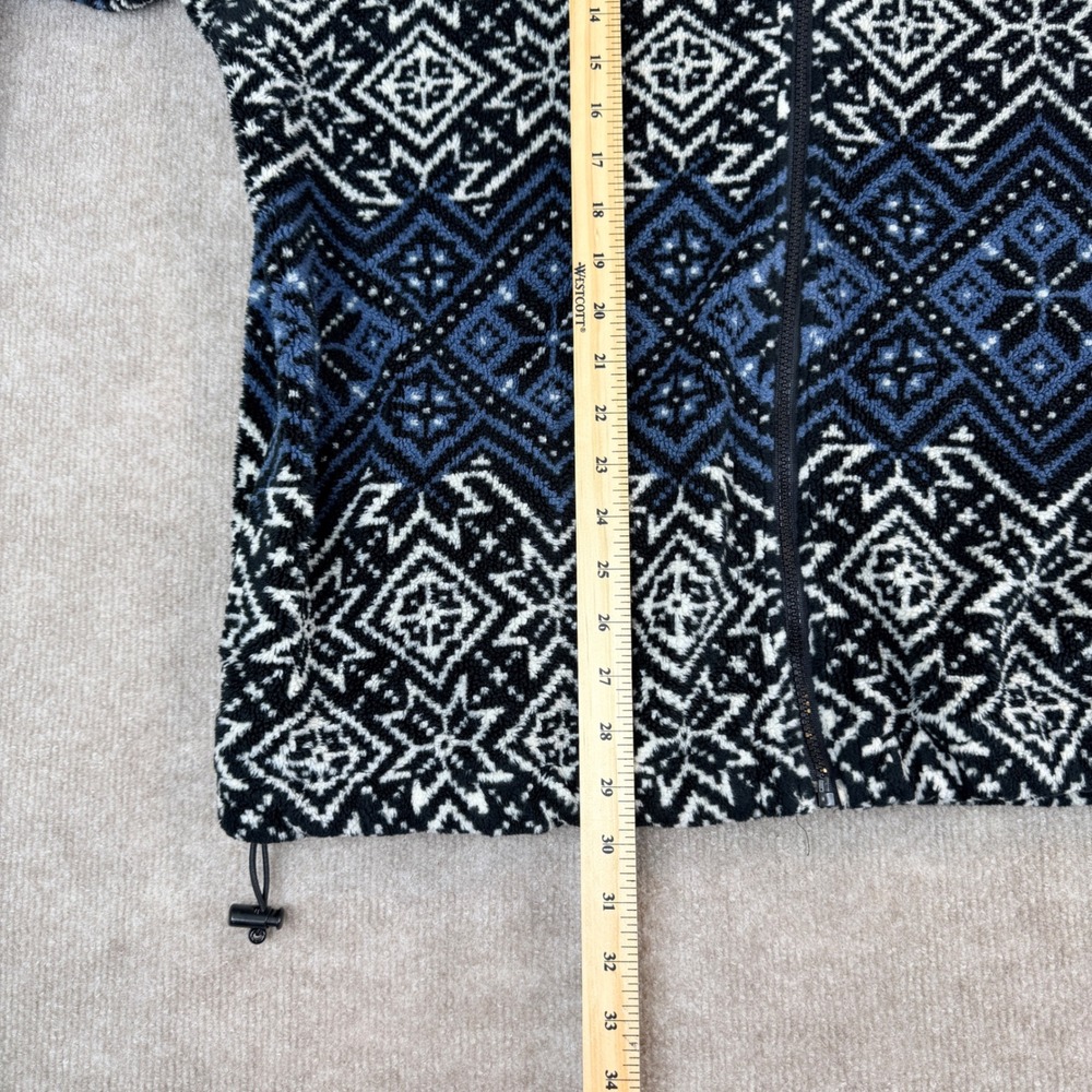 BRITCHES Fair Isle Fleece Zip Up Jacket Black White Blue XL Made in USA Aztec - Picture 7 of 11
